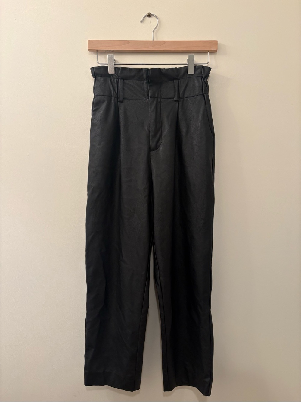 ASOS Stradivarius Faux Leather Trousers in Black Size 2